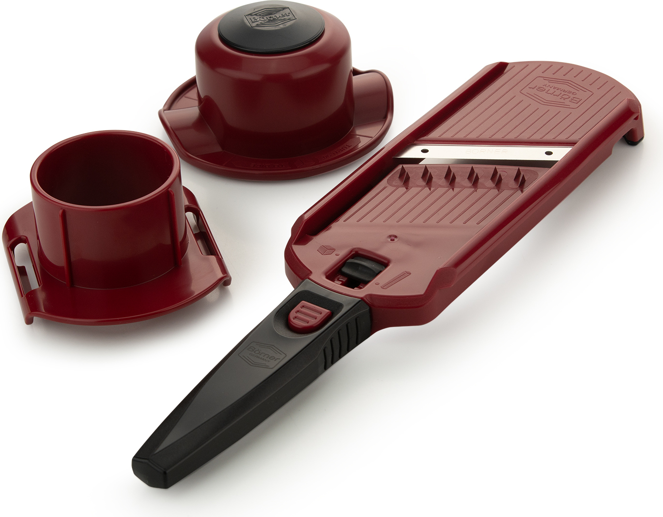 Börner Gemüseschneider Multi Dicer mit Halter – Multifunktional für Würfel, Julienne oder Spiralstruktur, Grün BS20941