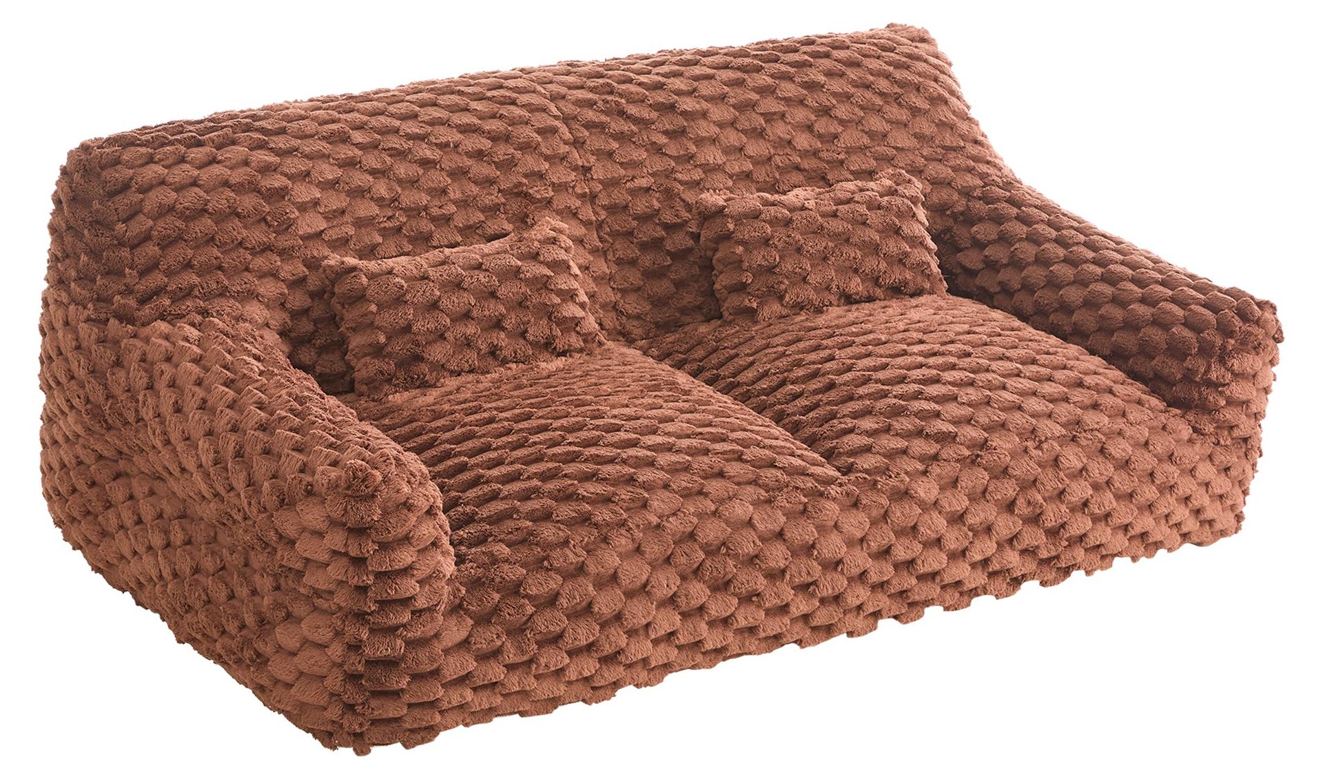 chita Komprimiertes Sofa, Fleece-Bezug, Kissen & Decke, platzsparend, Zeder