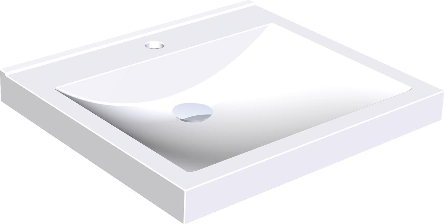 KWC AR Einzelwaschtisch, QUADRO, MIRANIT, 600x125x530 mm, Mulde re-eckig, Hahnloch 2000090011