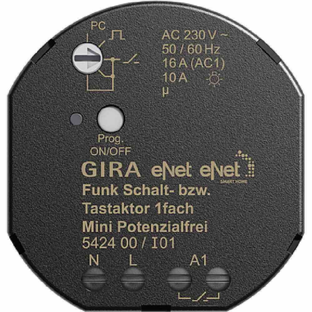 GIRA Funk Schalt Tastaktor Mini 1f pot.frei Gira eNe 542400