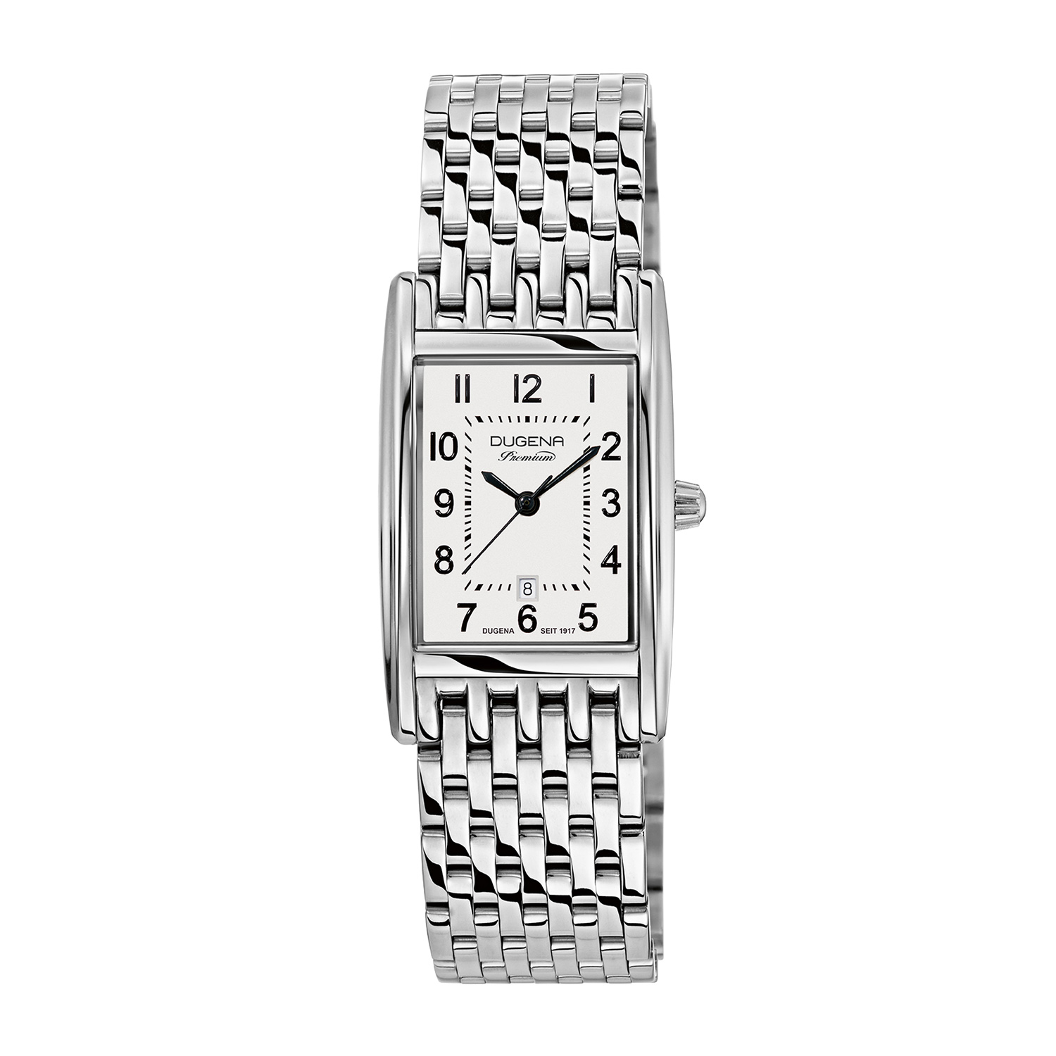 Dámske náramkové hodinky DUGENA 7000120 Quadra Artdeco, quartz, biely ciferník, puzdro z nehrdzavejúcej ocele, zafírové sklíčko, náramok z nehrdzavejúcej ocele, dvojitá skladacia spona, 5 barov