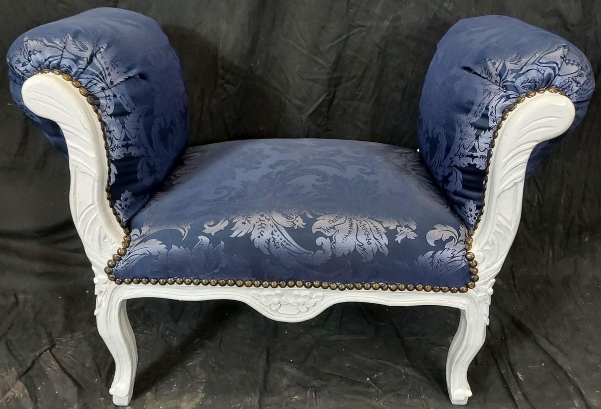 Demotex GmbH Casa Padrino Barock Schemel Lila Muster / Weiß - Handgefertigter Antik Stil Hocker - Barockstil Hocker - Wohnzimmer Möbel im Barockstil - Barockstil Möbel - Barock Möbel - Barock Einrichtung