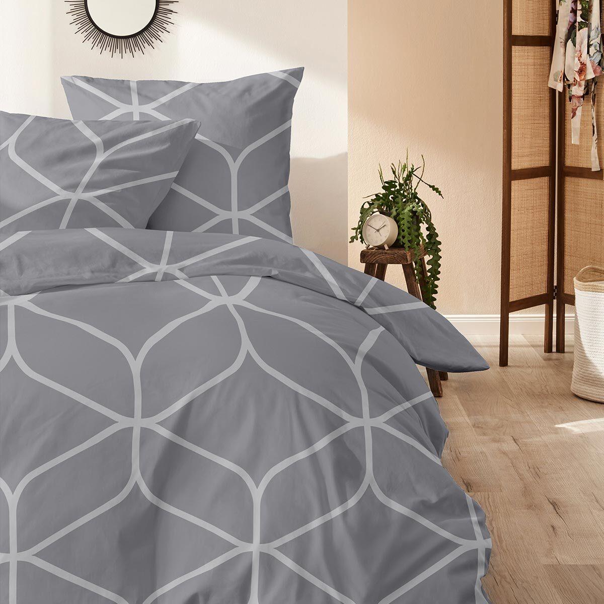 Enrico Coss Edelflanell Bettwäsche Rayleigh grau 135x200 cm + 80x80 cm