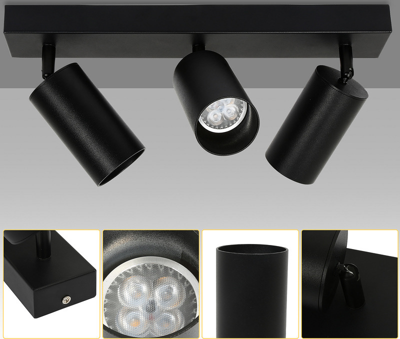 Clanmacy LED Spotleuchte schwenkbar Wandleuchte Deckenleuchte für Küche Wohnzimmer, Esszimmer Einzelkopfstrahler 3x GU10 Fassung RL-HG7376-1-GD
