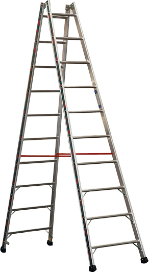 Josef Steiner Alu-Sprossen Stehleiter Mod. S305 - Sprossenanzahl: 2 x 10, Länge: 2,95 m S3051110