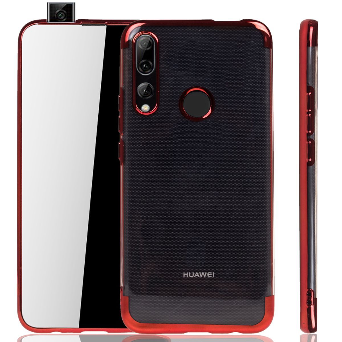 Kryt na mobilný telefón pre Huawei P smart Z Red - Clear - TPU Silikónové puzdro Zadný kryt Ochranný kryt v transparentnej červenej farbe