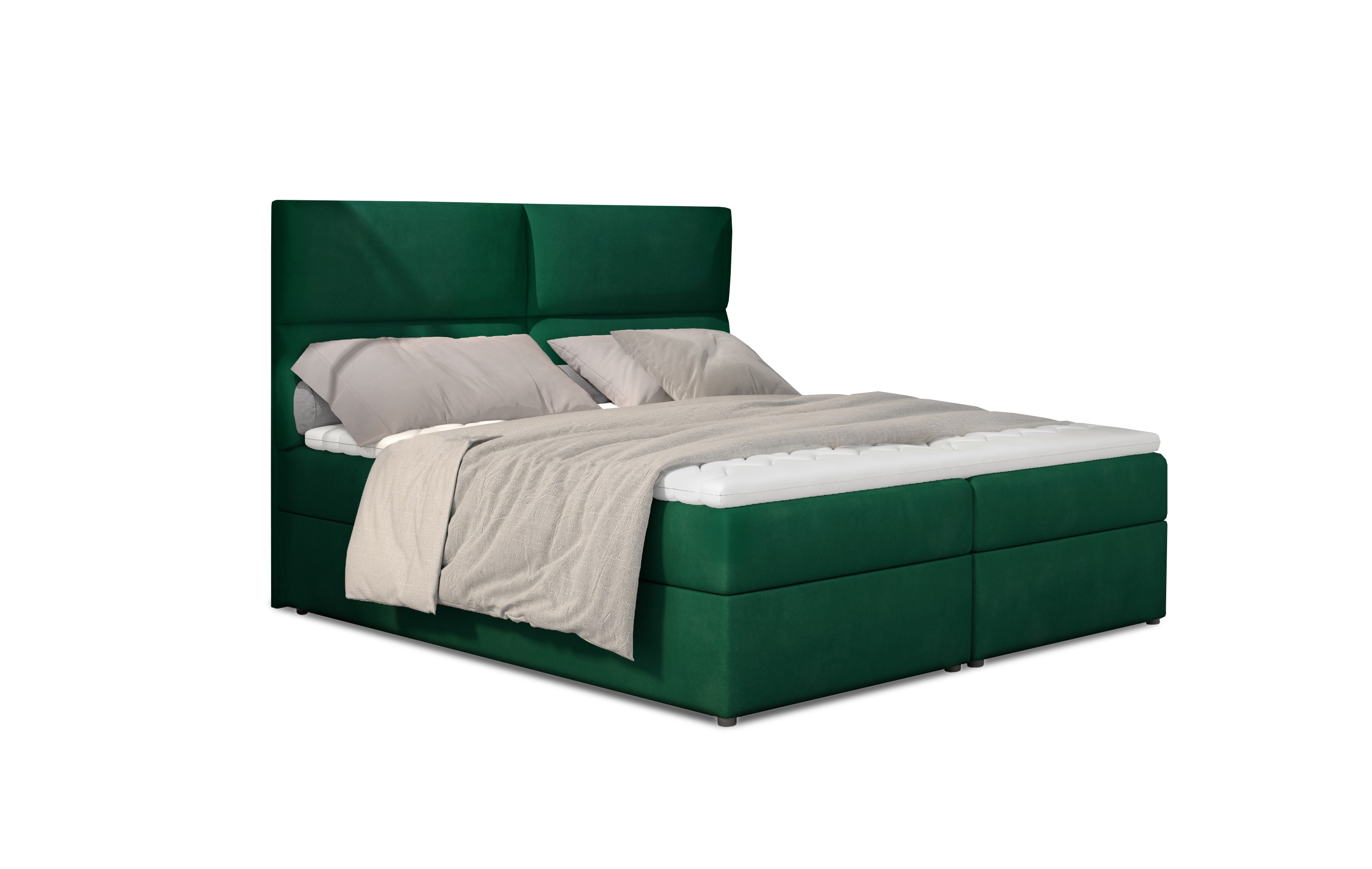 MOB, Manželská posteľ Boxspring 185 cm - Alyce (zelená) (s matracmi)