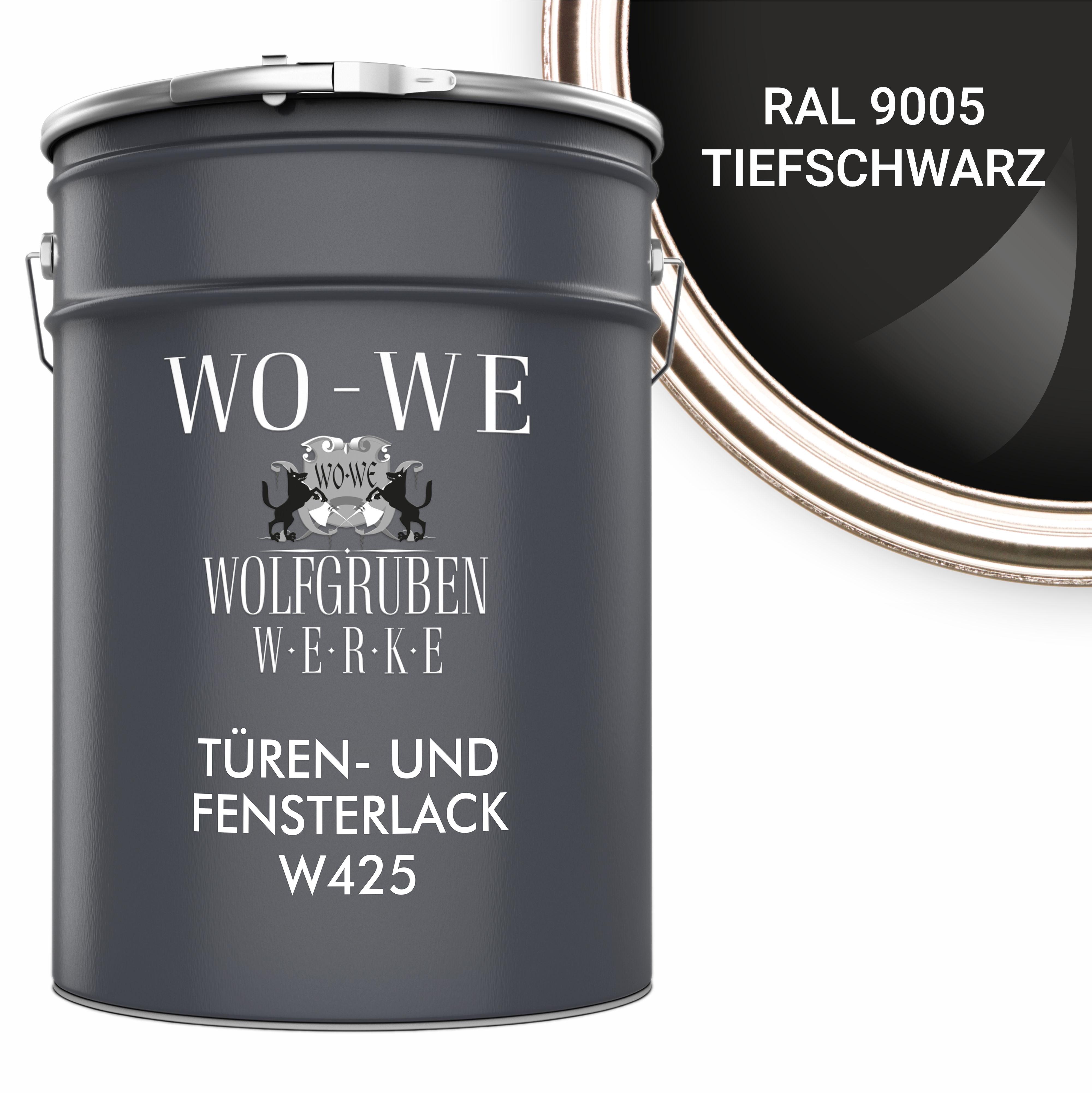 WO-WE Türen und Fensterlack 3in1 Türenlack Klarlack Holzfenster Farbe W425 Schwarz - 2,5L