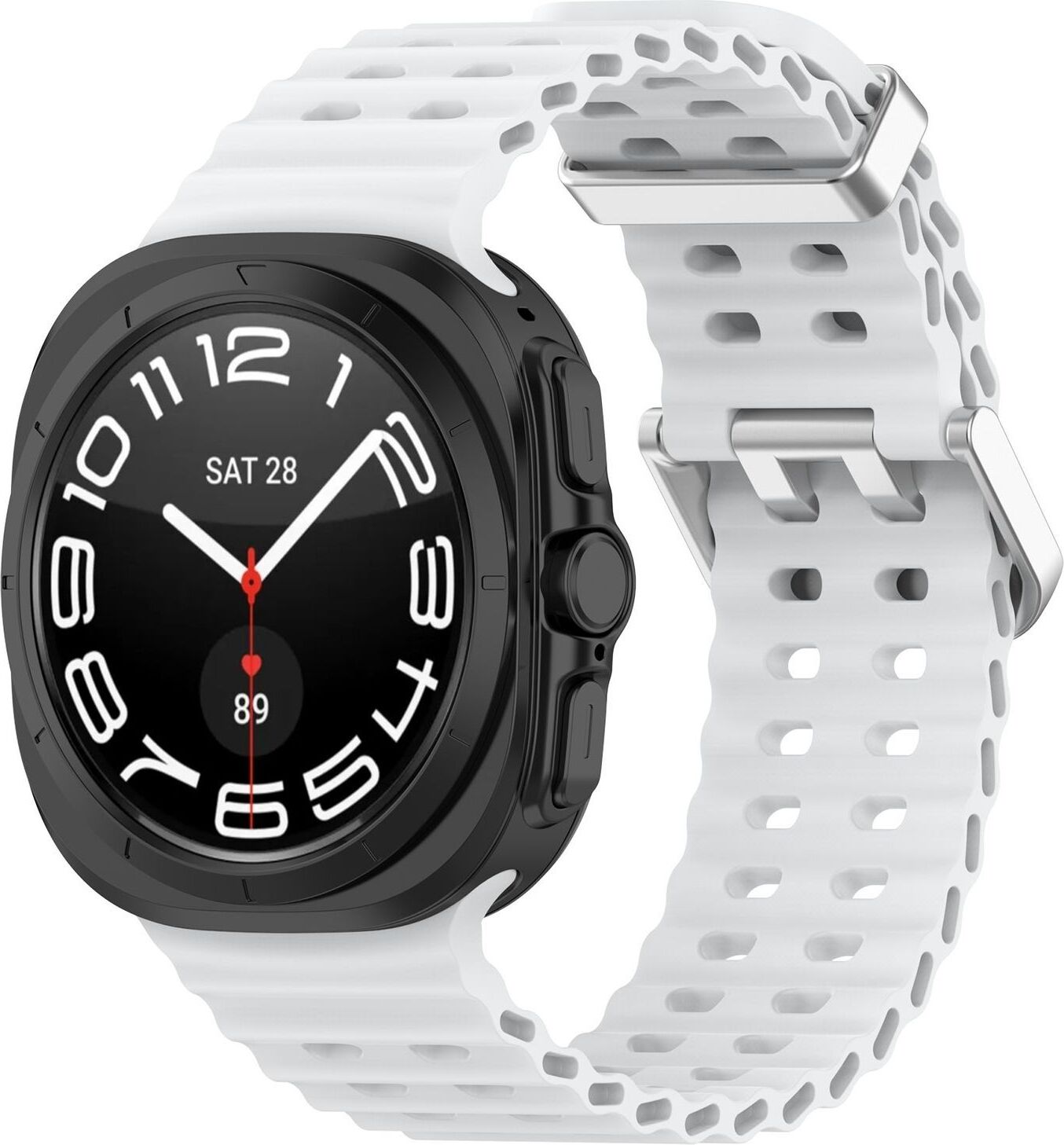 Pre Samsung Galaxy Watch Ultra 47 mm Silikónový dizajn Dvojitá pracka Náhradný pás na ruku White