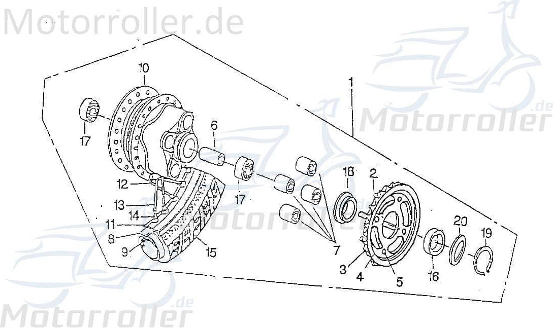 Rex Sport SMC Chopper 125 Hinterrad komplett 125ccm 4Takt 42800-CHP-00 Motorroller.de 130/90-15H hinten Hinterrad-Felge Hinterradfelge Hinter-Rad Heck-Rad