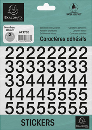 Exacompta Clairefontaine EXACOMPTA Selbstklebezahlen 0-9 20 mm schwarz 67373E