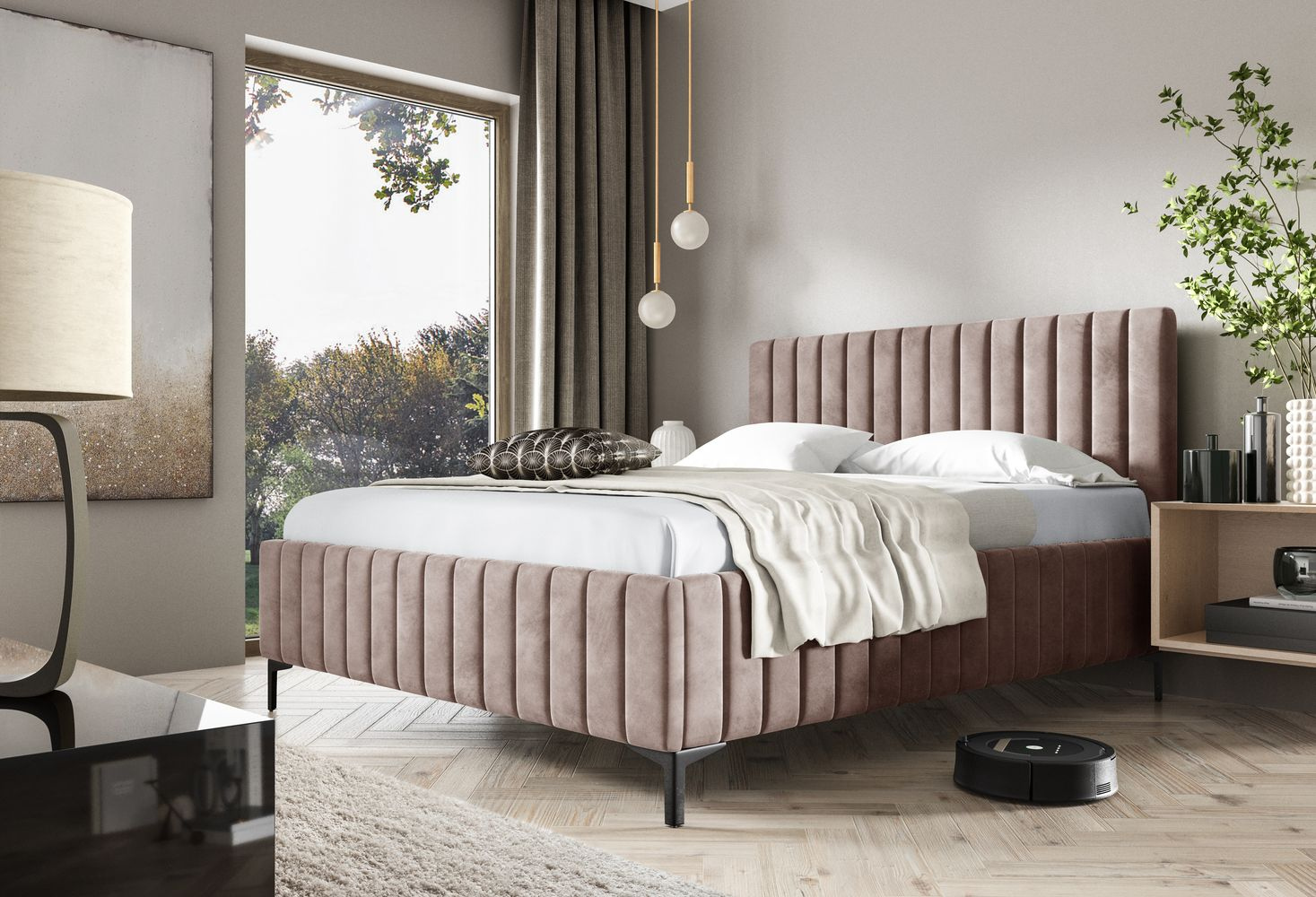 Manželská posteľ 140x200 EGONA - staroružová