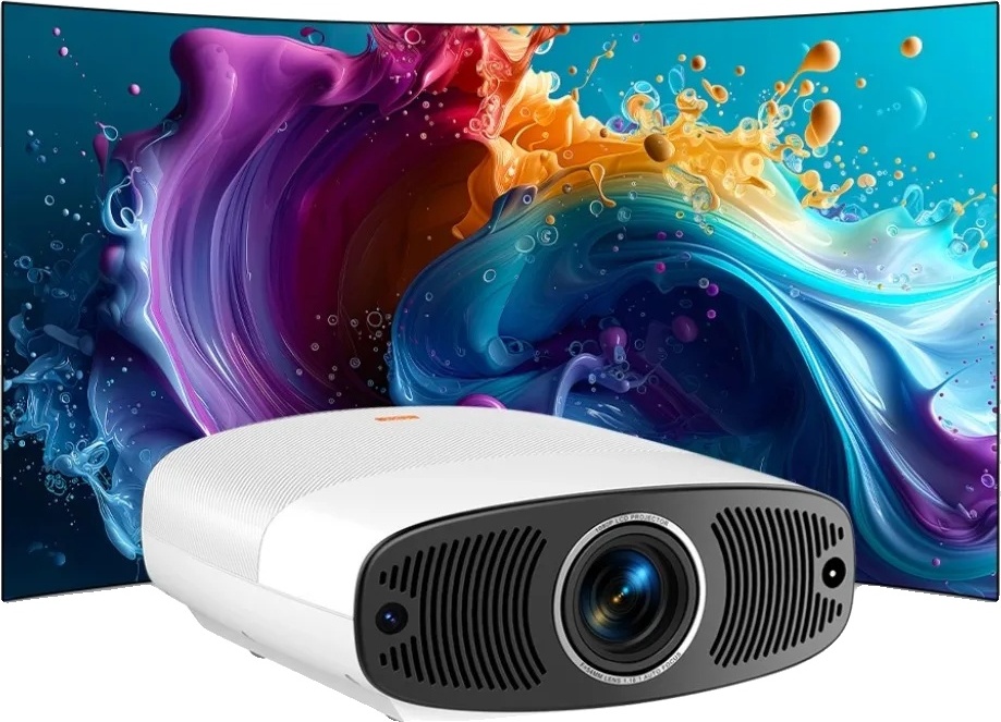 Projektor s rozlíšením Full HD, jas 1000 ANSI lúmenov, 300-palcová projekčná veľkosť, 6D korekcia lichobežníkového skreslenia