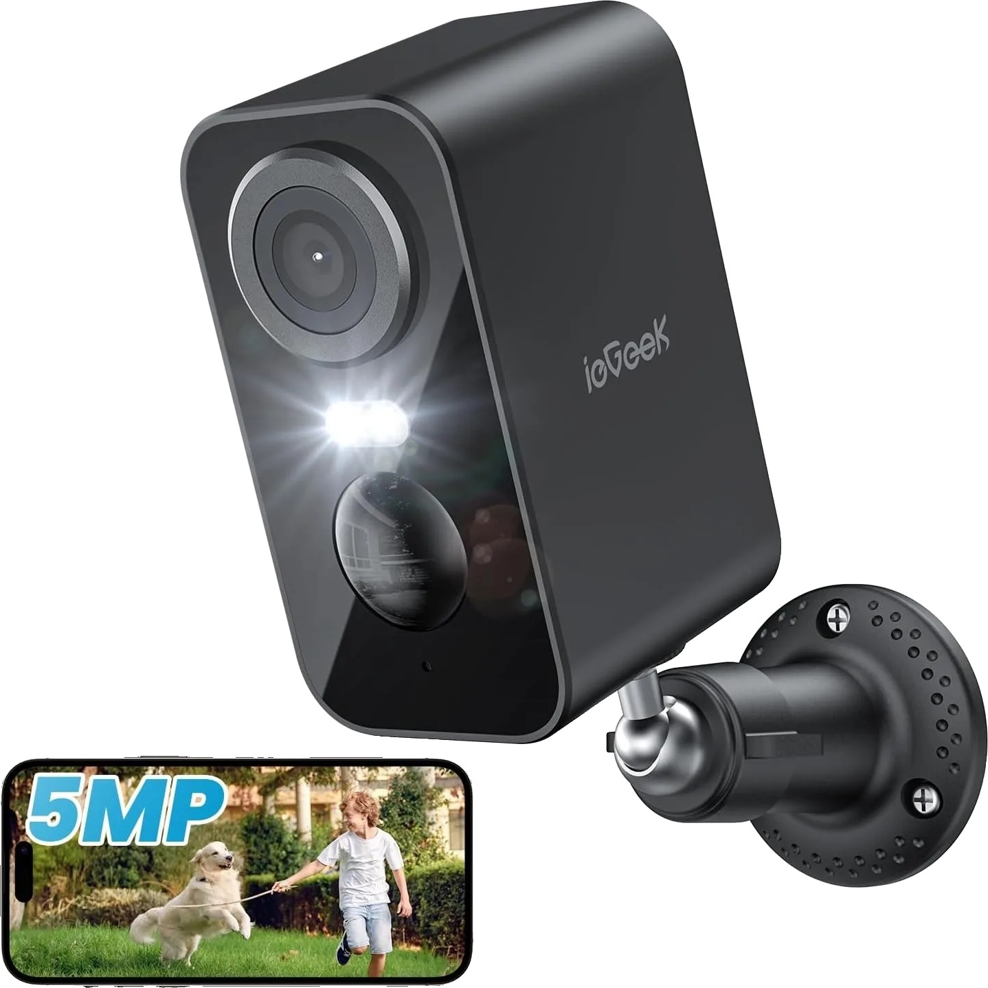 ieGeek Vonkajšia monitorovacia kamera WLAN, 5MP kvalita obrazu, farebné nočné videnie, 1/2,7"