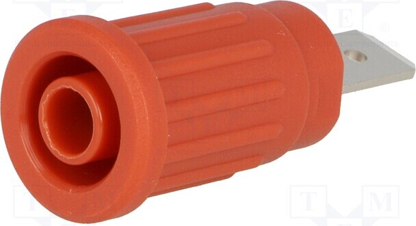 TNE 1x Buchse 32A 1kV vernickelt rot 4mm Bananen 34,8mm 5m SEPB 6453 NI / RT Bananen _1GH_SEPB6453NI-RT