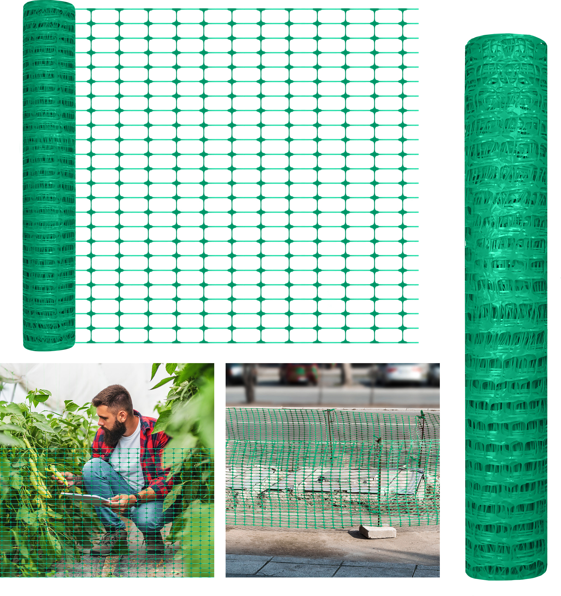 LZQ Warnnetz 1m x 30 m Schutznetz Fangnetz Auffangnetz Fangzaun Bauzaun Wildzaun aus Kunststoff Begrenzungszaun Schafzaun Hundezaun Geflügelnetz Grün