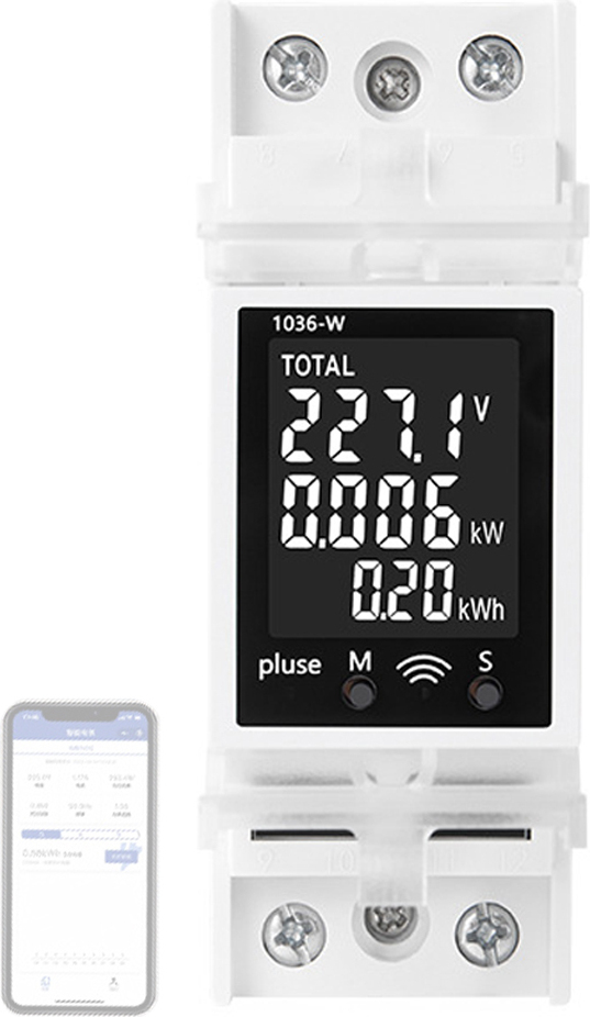 WiFi verzia Meter pre ističe s montážou na DIN lištu 85-265V 63A Voltmeter Digitálny merač prúdu a napätia Multifunkčný detektor napätia Prúdový výkon Elektrická energia Frekvenčný faktor LCD displej s funkciou pamäte výpadku napájania