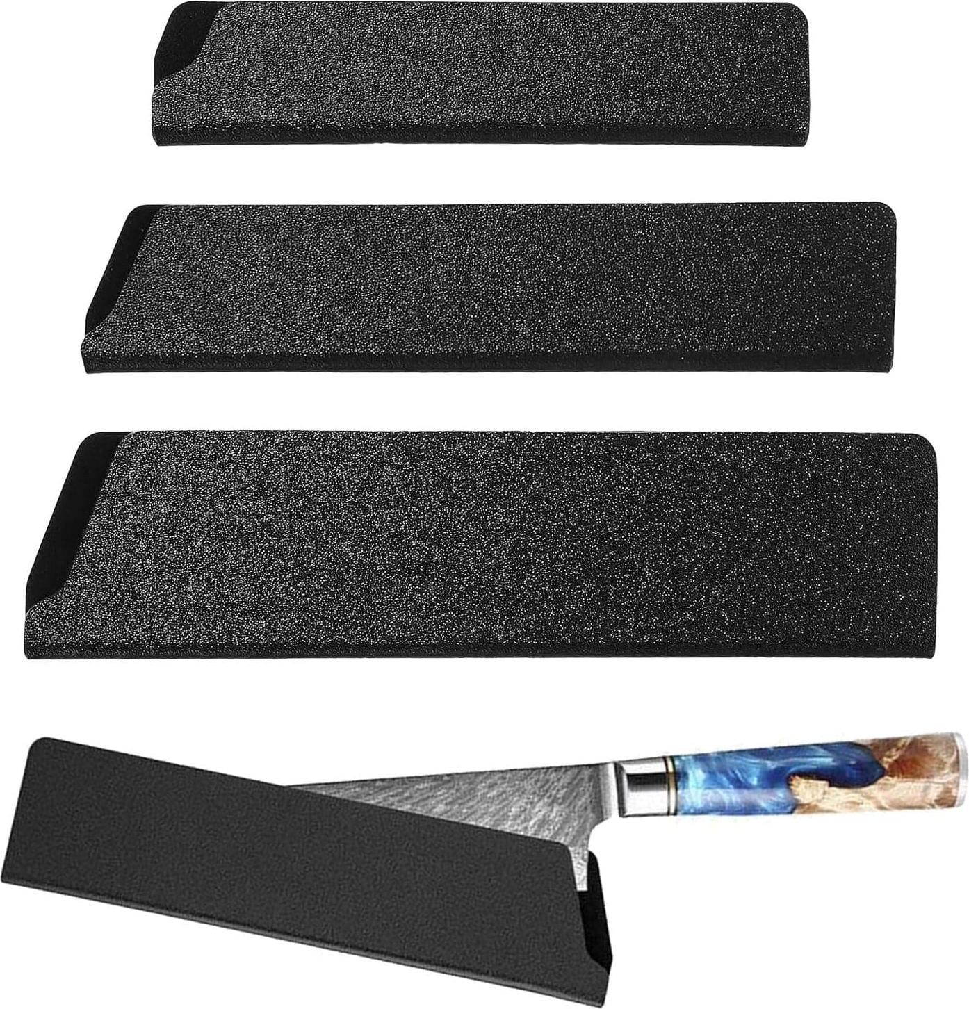 Markenlos Pack von 3 Chef's Knife Beschermhoes - Schutz für Messer - Schutz für Klingen von Messern - Schwarze Messerabdeckung - Universelle ABS Messerabdeckung - Flake Messer Sets für Messer mit Klingenlängen bis