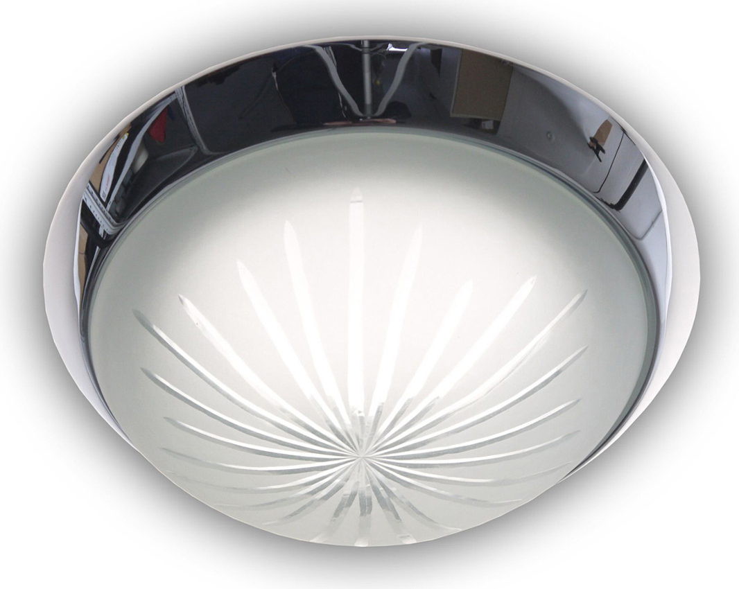 Niermann Standby LED Deckenleuchte dimmbar rund Schliffglas Dekorring Chrom Ø 35cm, Bürolampe sbs55501