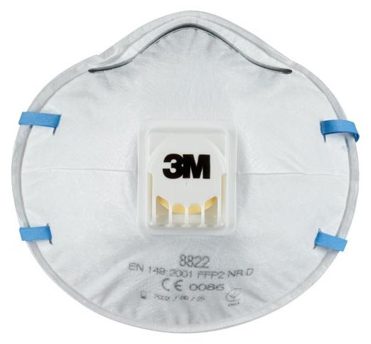 3M Maske für Hand- und Maschinenschleifen 8822, FFP2, Halbmasken-Atemgerät, Luftreinigendes Atemgerät, FFP2, Konstruktion, Gas & Öl, Industrielle Wartung, Weiß, 5 Stück(e) 8822PRO5