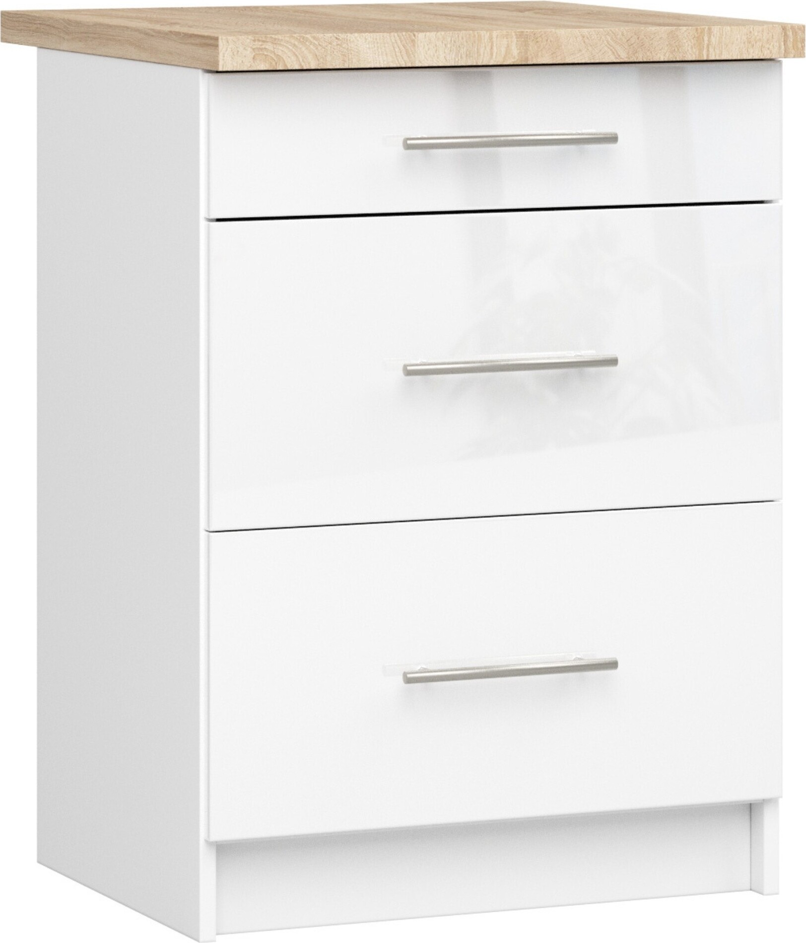 Küchenschrank AKORD OLIWIA S60 Weiß 60cm Front Weiß Hochglanz B60 x H85 x T46cm KS0POLIBIABIAPOL3S007