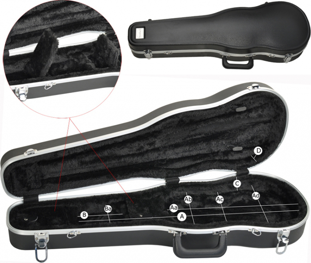 Aileen CSV102 Violinenkoffer – Hartschale, Leicht, 4/4 Volle Größe, Schwarz, Mit Schultergurt & Zubehörfach