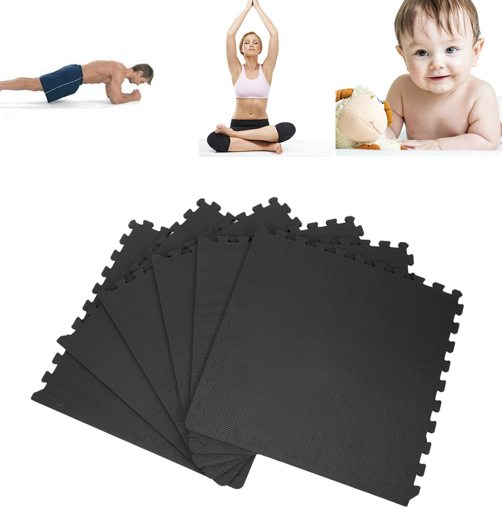 JEOBEST 6x EVA Schutzmatten Schutzmattenset Bodenschutzmatten Fitnessschutzmatten Trainingsmatten Unterlegmatten Sets in schwarz 60x60cm 581685