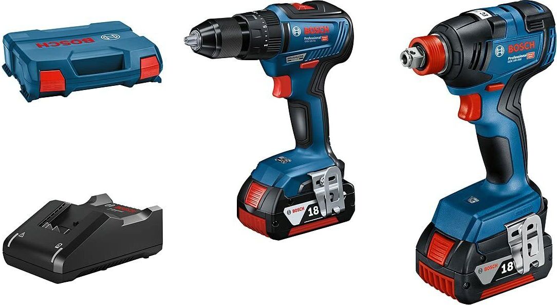 Bosch Professional BOSCH MODRÝ KOMBIPACK GSB 18V-55 BATÉRIOVÝ ŠROUBOVACÍ STROJ + GDX 18V-200 HLAVOVÁ ŠROUBOVACIA STROJKA | 2 X 4,0AH BATÉRIA + NABÍJAČKA - 06019J2208