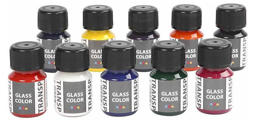 Creativ Company Glasfarbe transparente Glasfarbe, 10 x 30 ml 31680