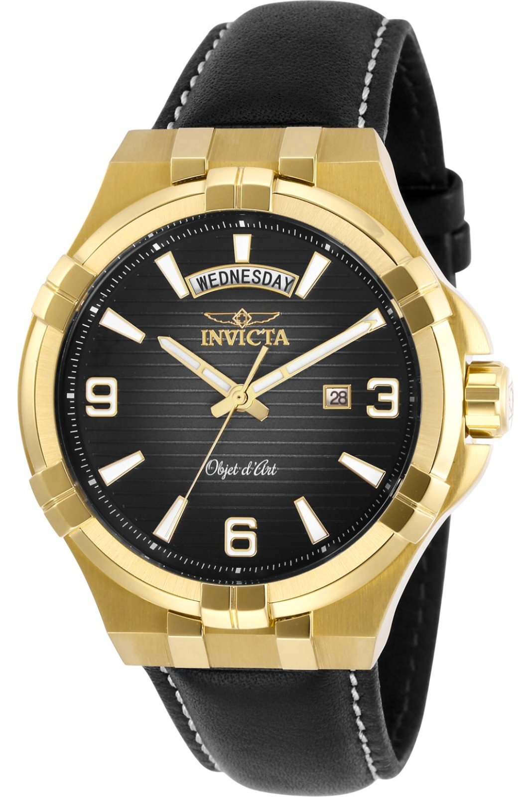 Invicta Objet D Art 30186 - Pánske Náramkové Hondiky - Quarz - Nerezová oceľ s čiernym ciferníkom - 44mm