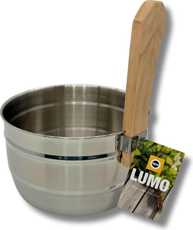 Finnsa Edelstahl Sauna-Kübel mit Griffdaube aus Holz 4,5 l 02712