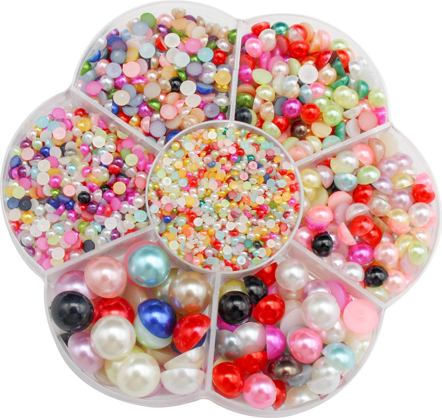 INF 5600 Stück Halbrundperlen, Kunstperlen im Kasten Mehrfarbig 365999