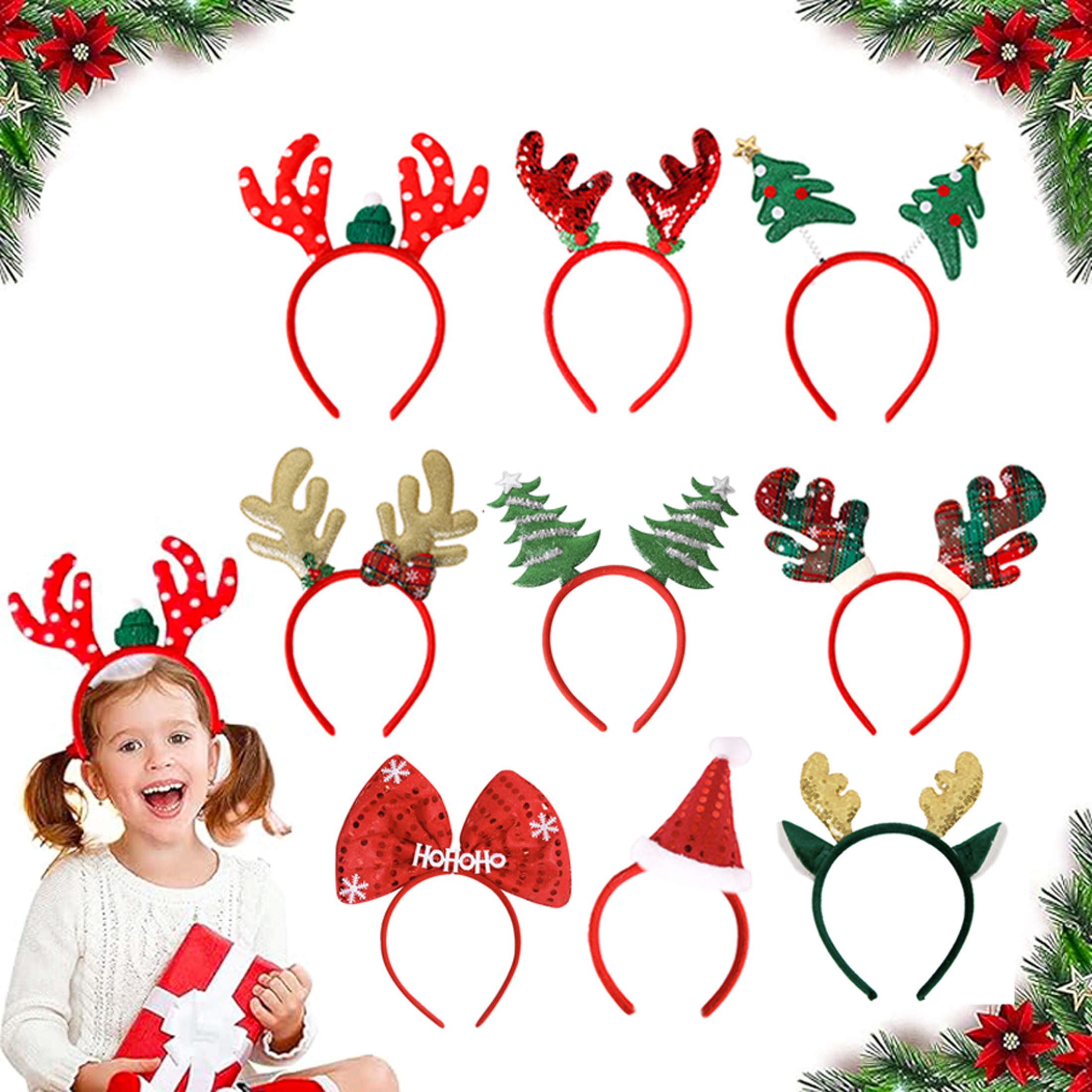 Weihnachts-Stirnbänder Mit Glitzer Pailletten – Rot & Grün Für Festliche Partys