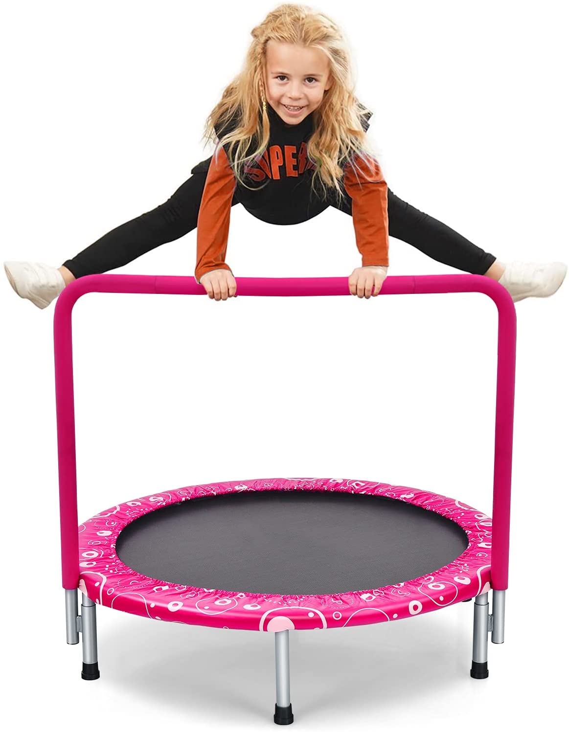 COSTWAY φ92cm Mini trampolína, skladacia fitness trampolína, detská trampolína do 150 kg, záhradná trampolína, vnútorná a vonkajšia trampolína