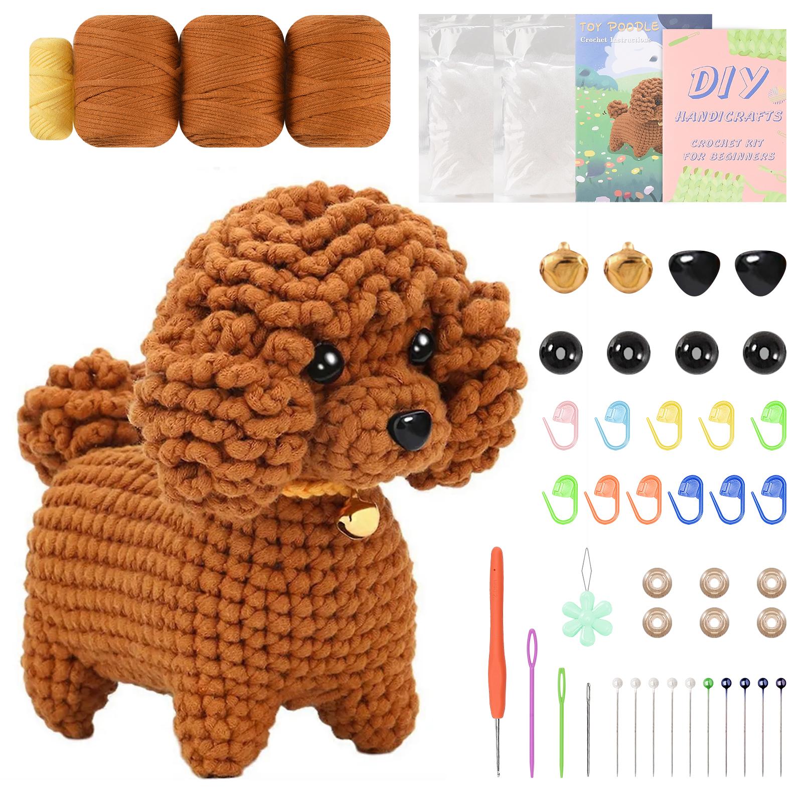 UnboxG Häkelset Pudel Hund, Komplettes DIY Amigurumi Starter Kit mit Wolle, Haken, Anleitung & Video-Tutorials für Anfänger