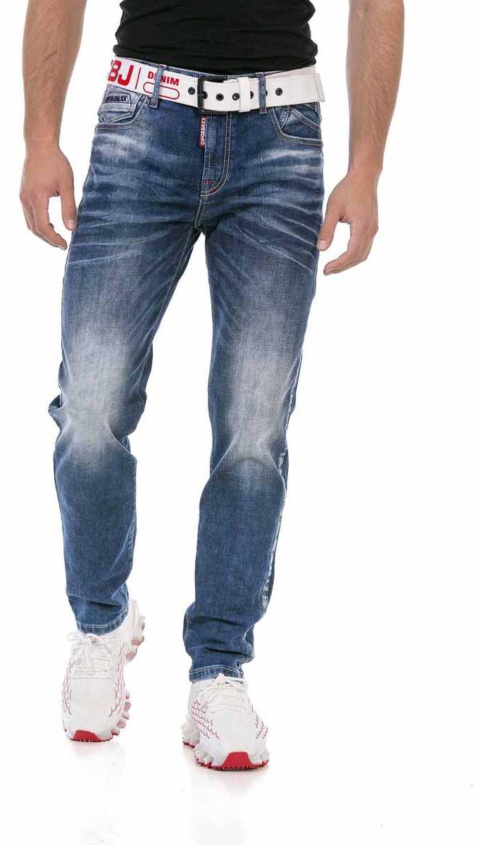 Cipo & Baxx CD717 Herren Slim-Fit-Jeans mit tollen Stickereien