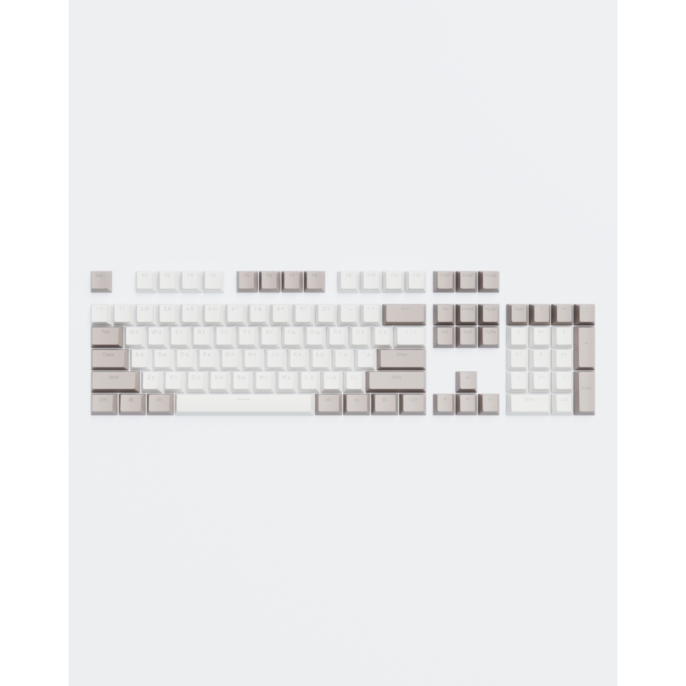 DARK PROJECT Tastenkappen - KS-48 PBT Keycaps (ENG/RU/UA - Weiß/Grau) DP-KS-0048