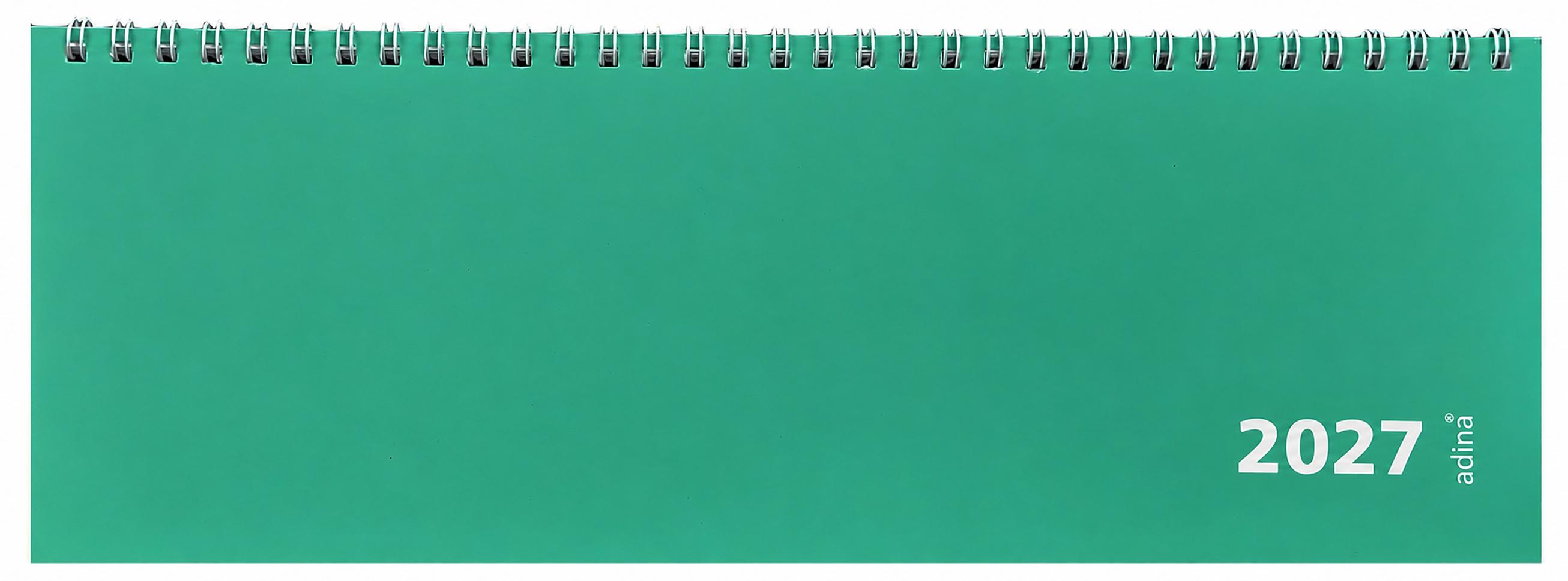 2027 ADINA Tischquerkalender 1W2S mintgrün Kartondeckel 30x10cm 215926