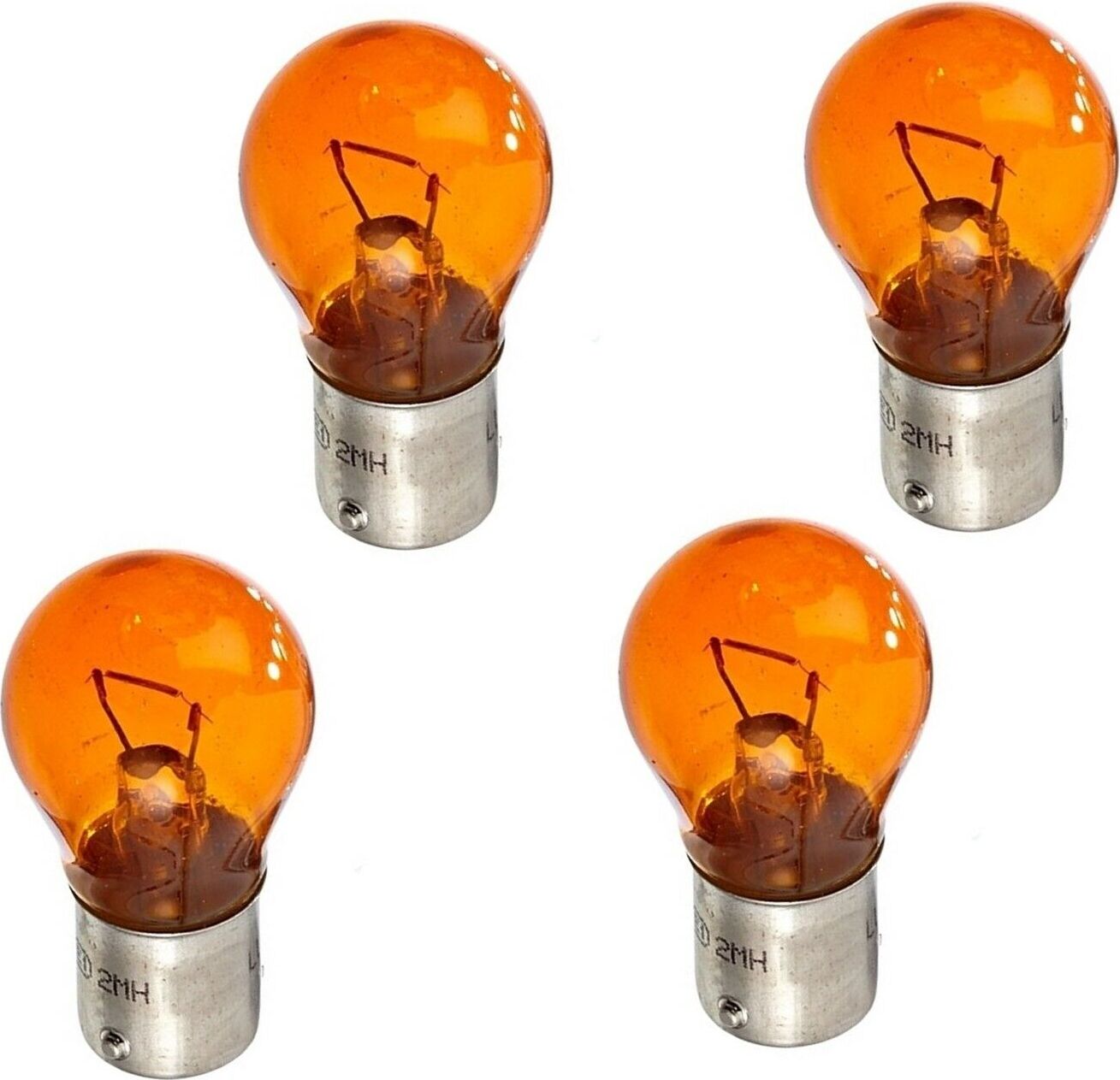 FEZ 4x Lampe 12V - Orange - 21W - BAU15S - Mit E-Prüfzeichen - Motorrad Moped Roller SCH-M115B-2