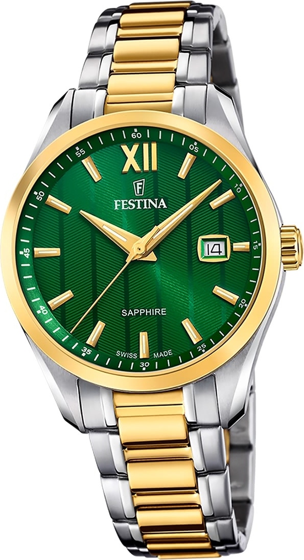 Festina pánske hodinky z ušľachtilej ocele strieborné zlato Festina Swiss made náramkové hodinky D2UF20027/3