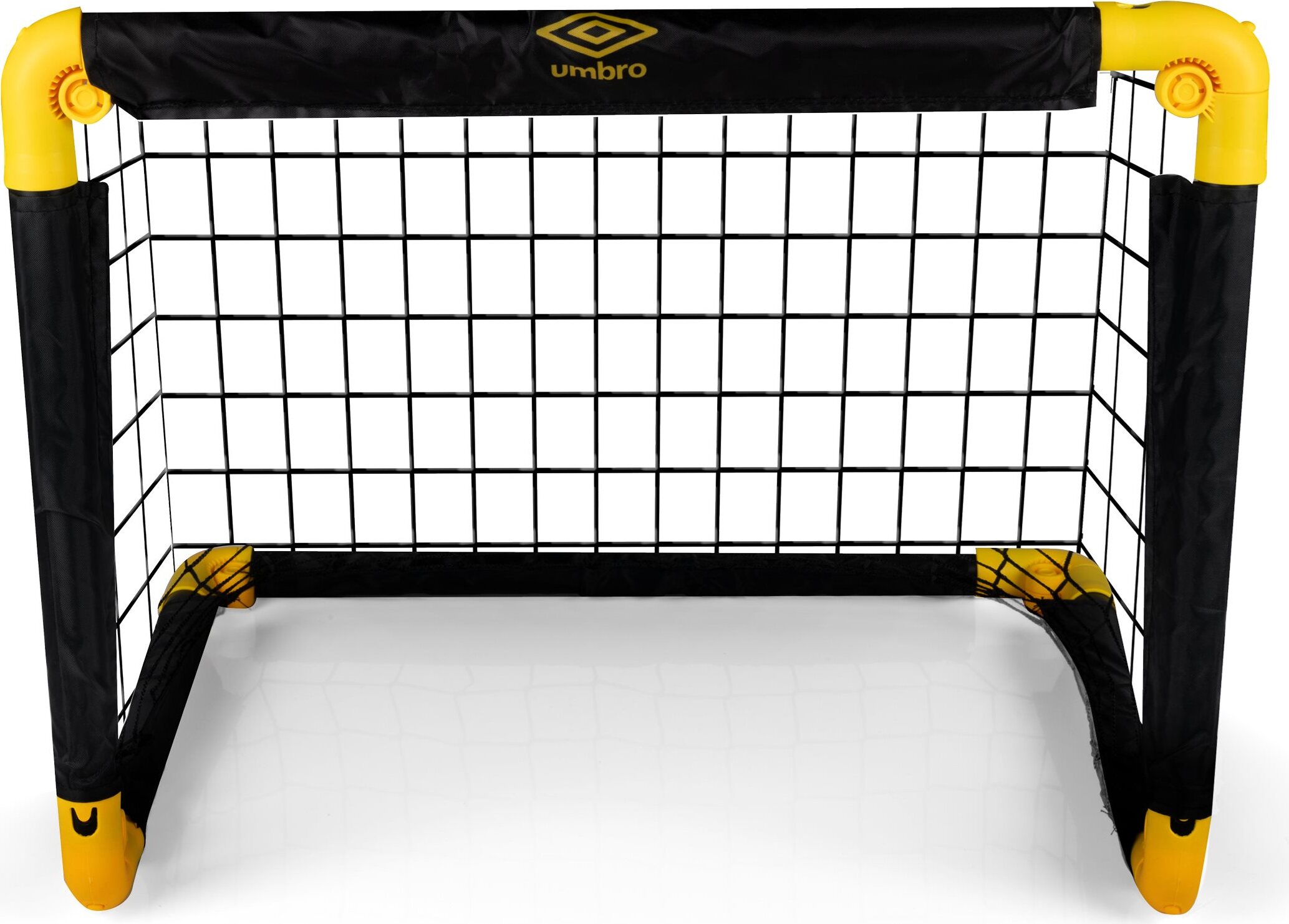 Umbro Fußballtor - Fussballtor 50 x 44 x 44 cm - Faltbares fußball Tor - Fussballtore für Garten Kinder - Fussball Trainingszubehör für Innen und Außen - Schwarz/Gelb