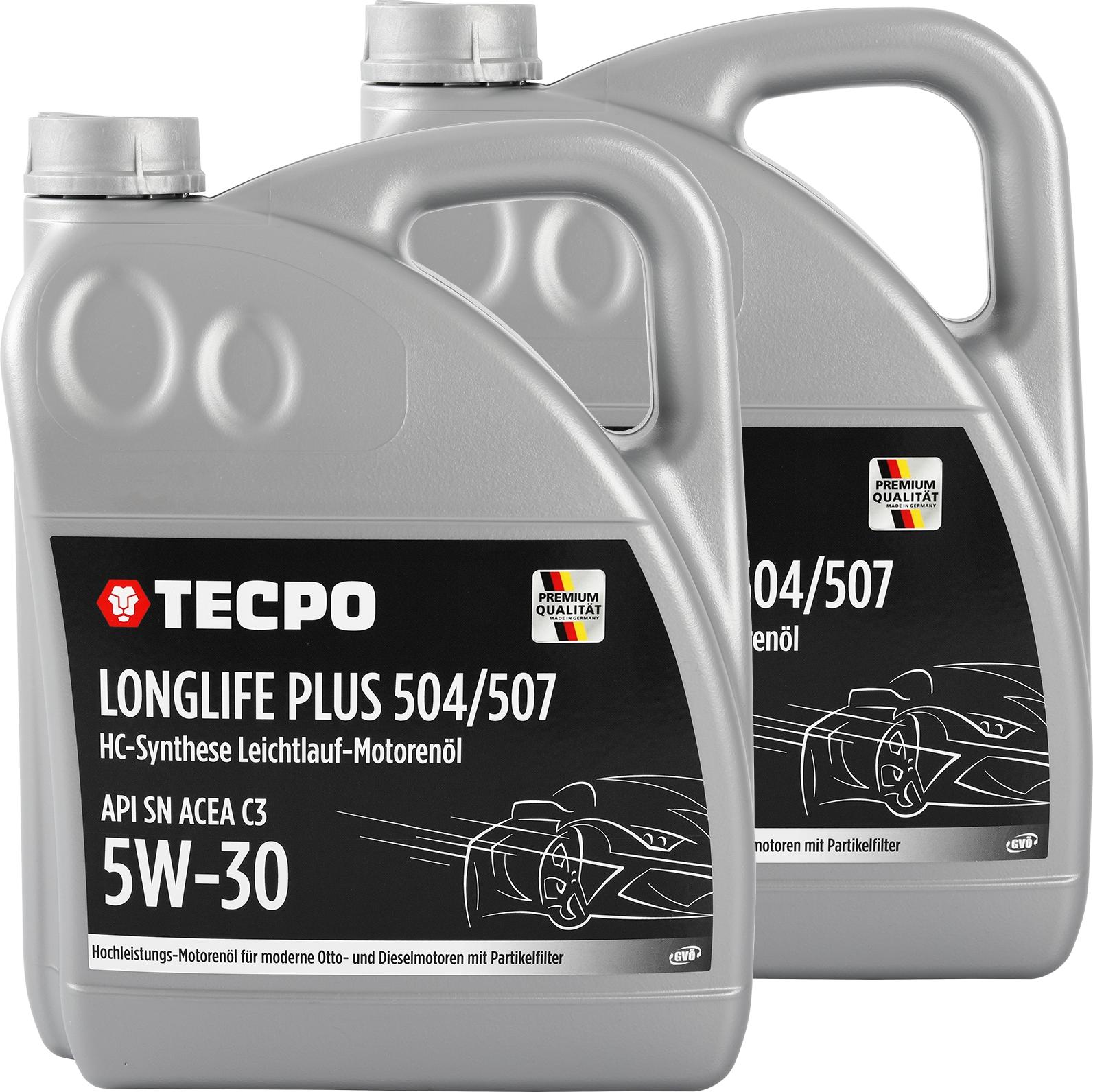 TECPO Motoröl 10 Liter 5W-30 LONGLIFE Plus HC Synthese ACEA C3 API SN / 504/507 / MB 229.31 229.51 / LL-04 C30 300200-5