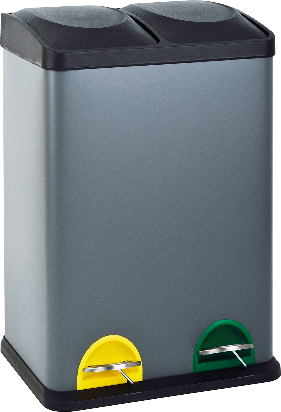 SVITA TC2X20 Küchen-Eimer 40Liter Fassungsvermögen 2x20L Abfalleimer 2er-Mülleimer Mülltrennung Treteimer Stahl Grau 91863