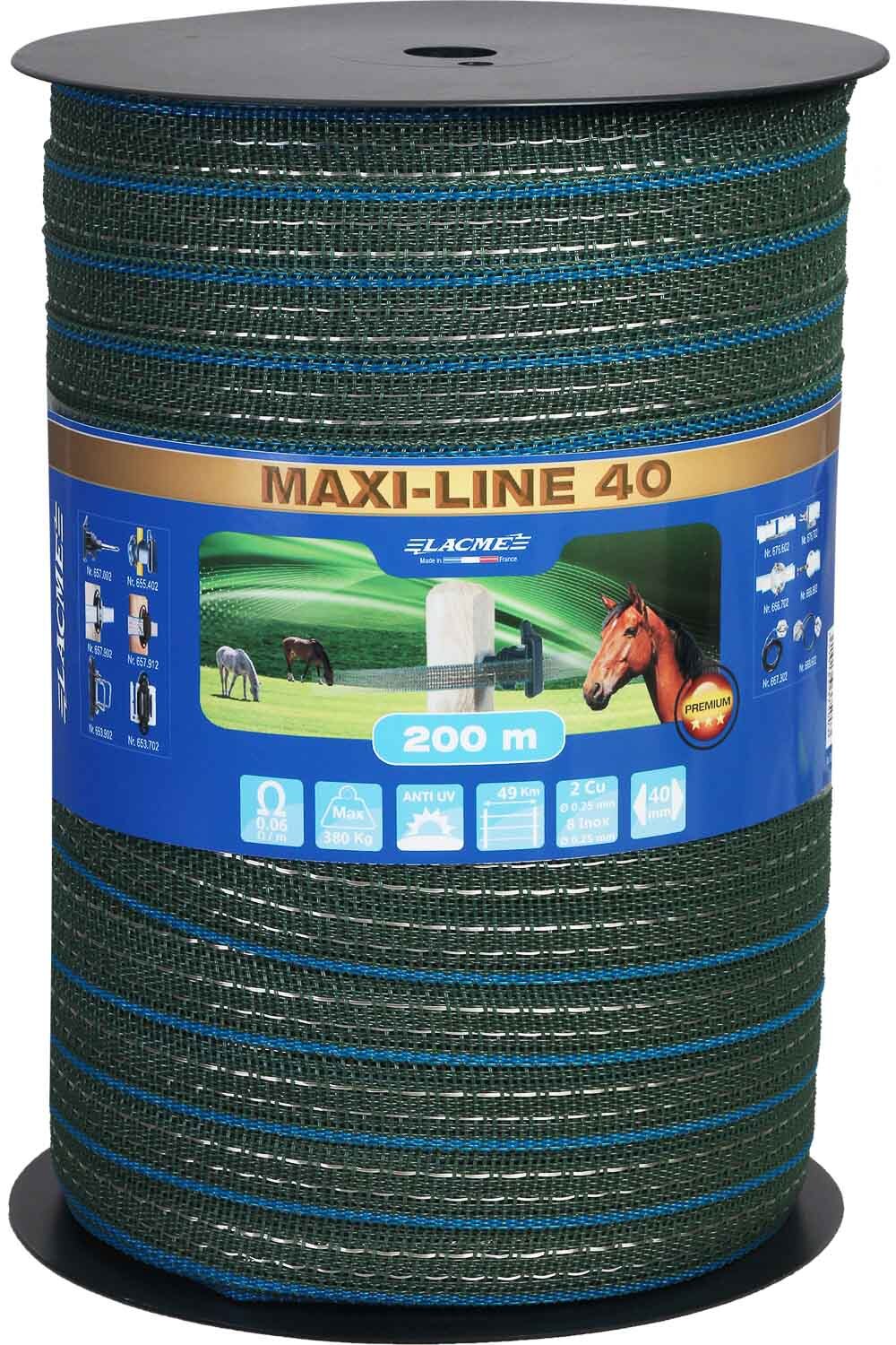 Lacmé Lacme Weidezaunband, MAXI LINE 40 , Grün, 200m, 0,06 Ohm/m - 637500