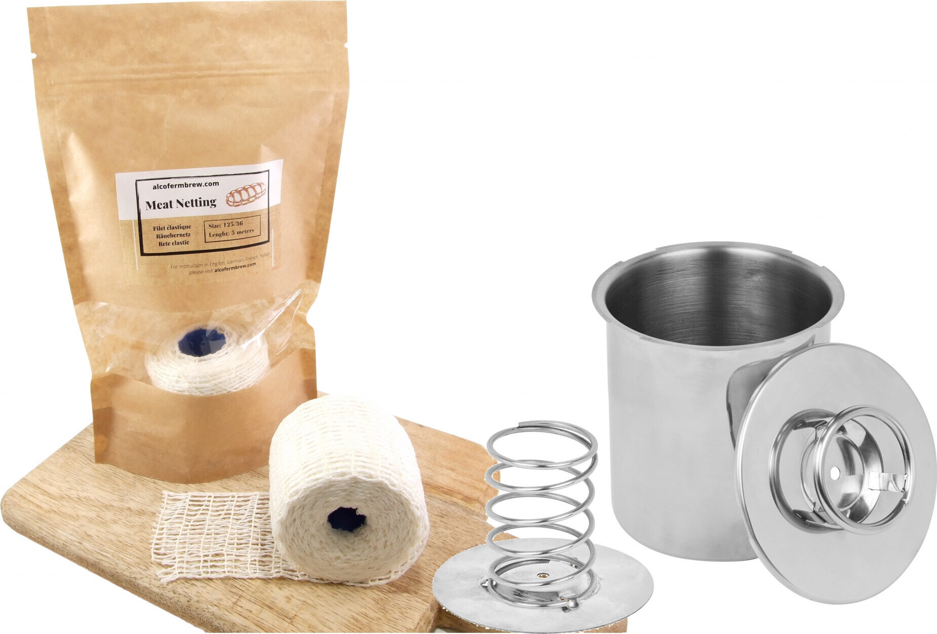 Alcofermbrew Kochschinkenform 0.8kg (Schinkenkocher) und Räuchernetz 5m