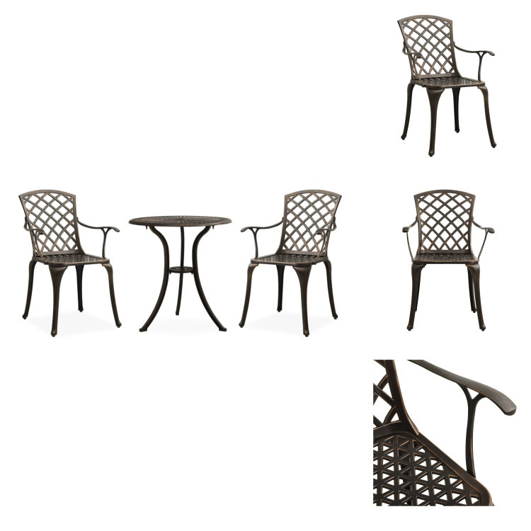 vidaXL 3-dielny bistro set hliníkový odliatok bronz - Záhradné nábytkové sety