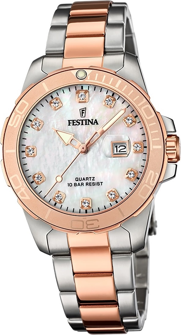 Festina dámske náramkové hodinky z nehrdzavejúcej ocele strieborné ružové módne D2UF20505/1