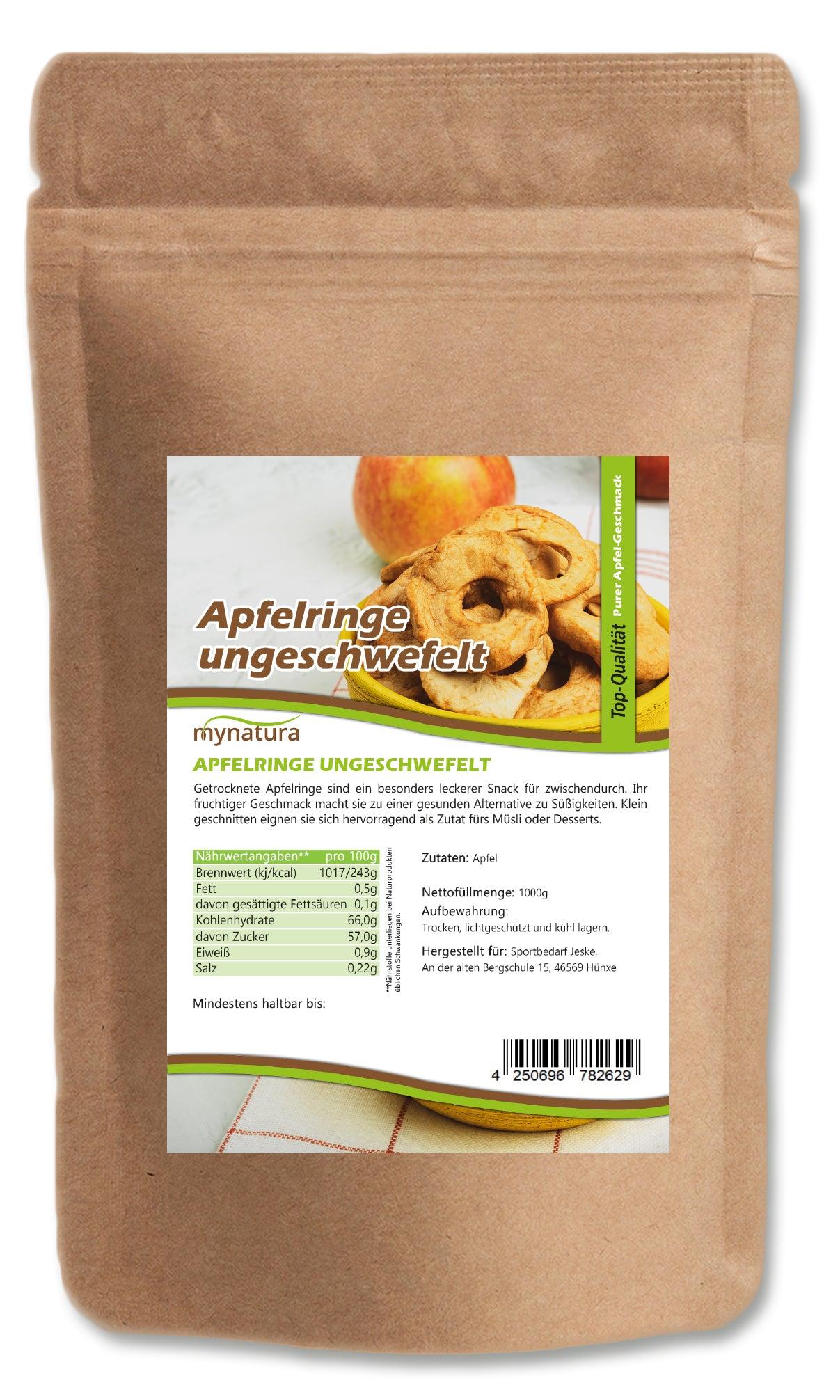 My natura Mynatura getrocknete Apfelringe ungeschwefelt – 1000g - 1 Beutel (1000g)