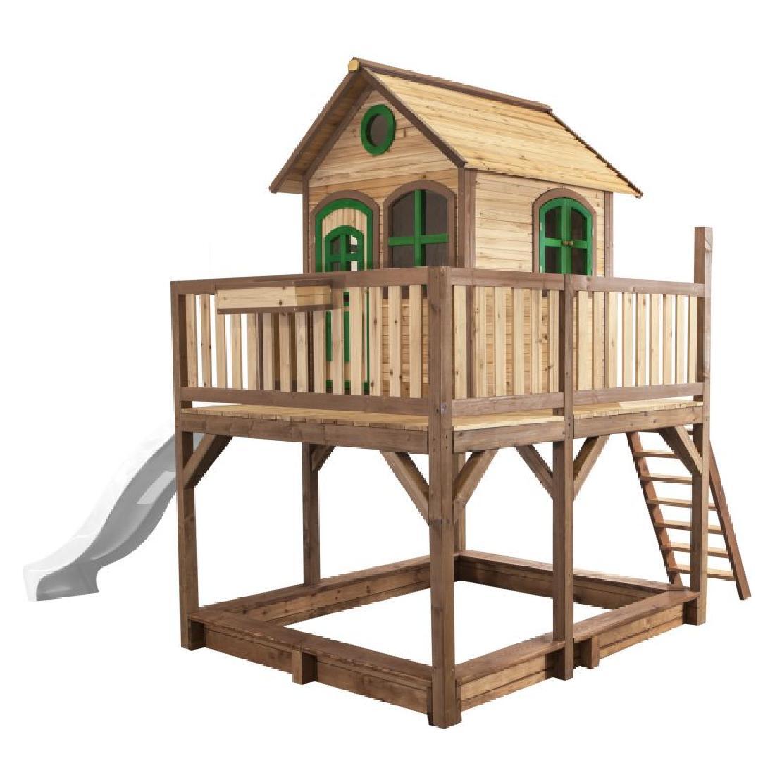 Pragma Axi Playhouse Liam 255 x 377 x 291 cm Holz Natur Weiß Grün A030.151.90