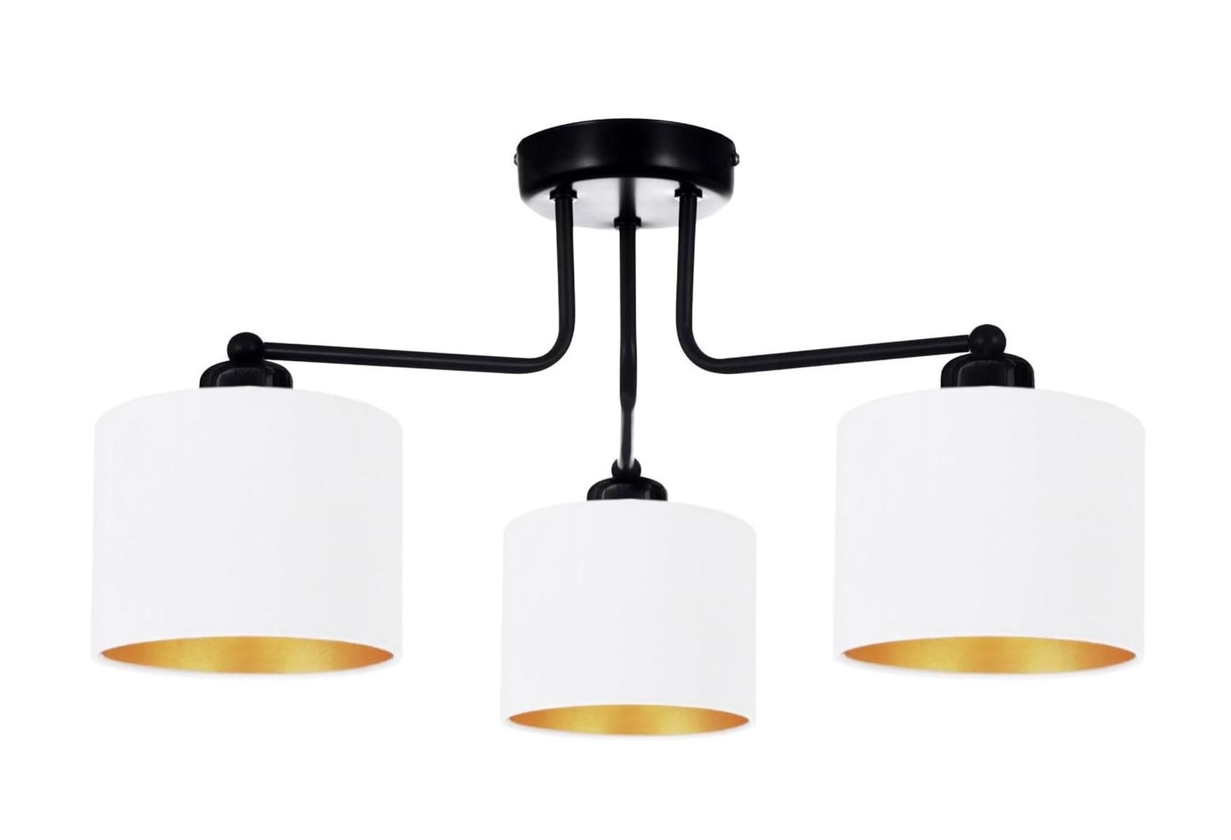 FKL DESIGN Home Deco Deckenlampe Weiß Lampe Leuchte aus Velours Vintage Modern E27 Designerlauchte 3-flammig N230-E3-W